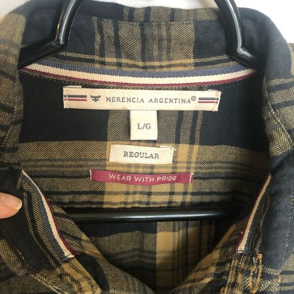Herencia Argentina button down flannel L, no flaws - Picture 4 of 10